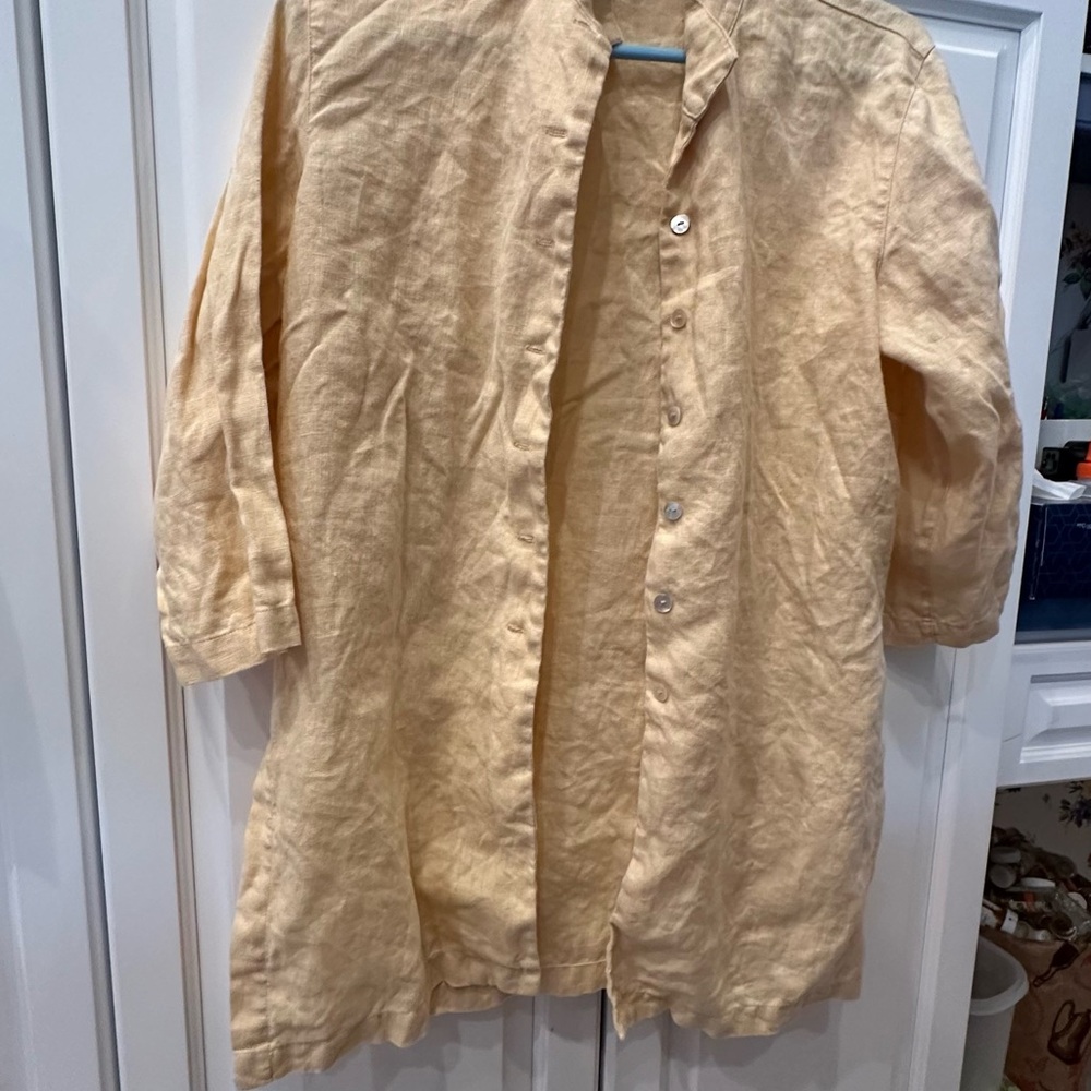 Chico's Beige Linen Button-Up Jacket